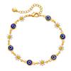 Bracciale Stazione Placcato Oro con Occhio Maligno e Smalto a Margherita