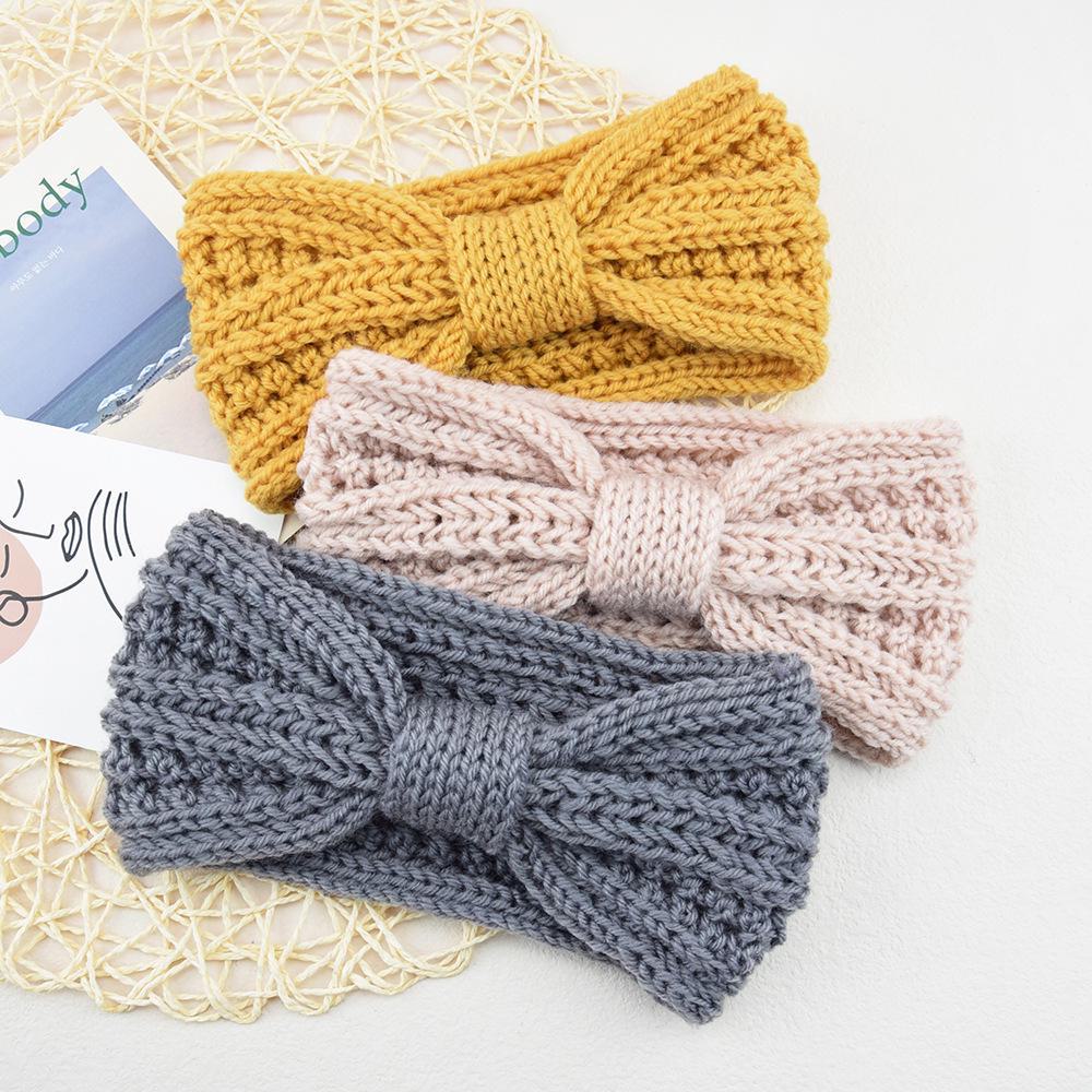 European & American Knit Wheat Ear Bow Headband: Sports, Earmuffs, Handmade Wool Hair Accessories.