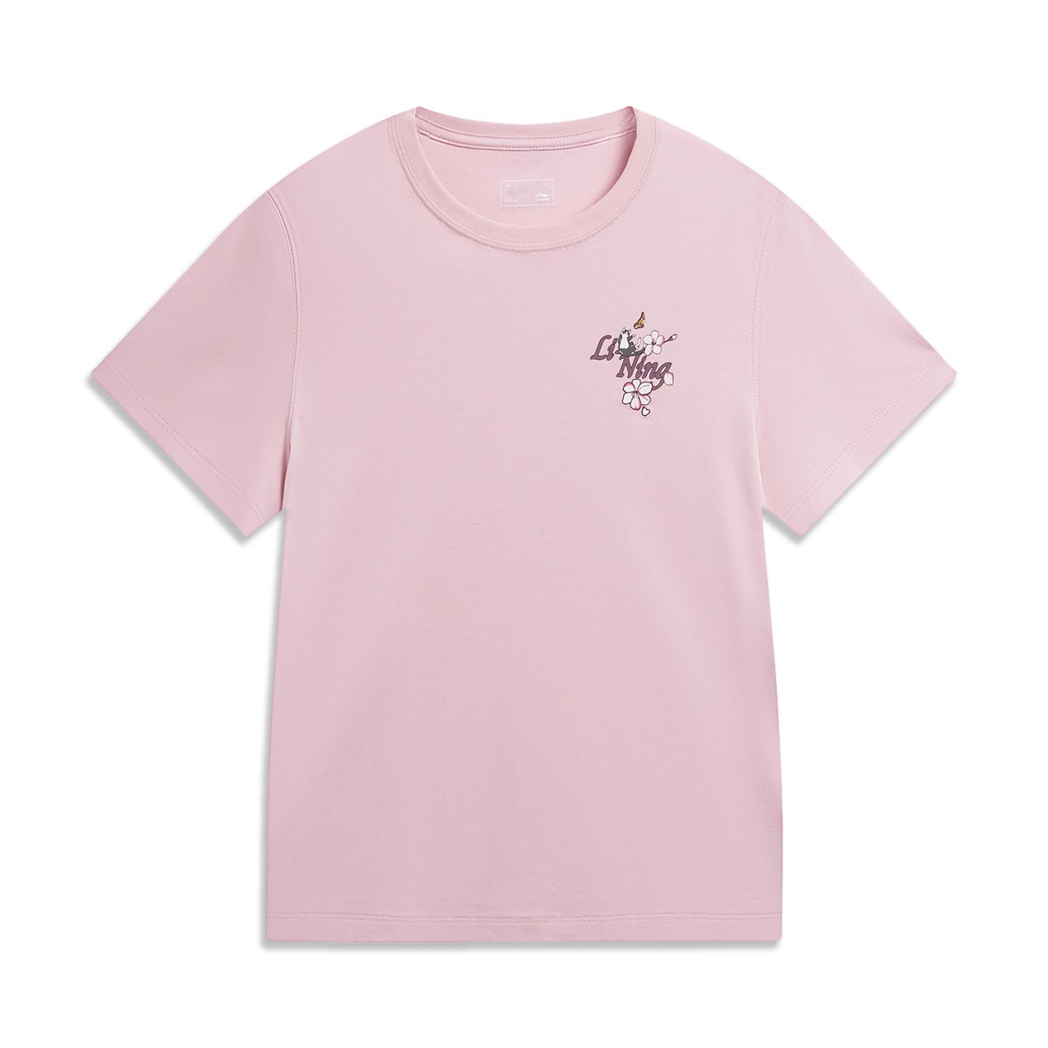 Li-Ning Round Neck Pattern Printed Embroidered T-Shirt Women tops ATSW310-5 S