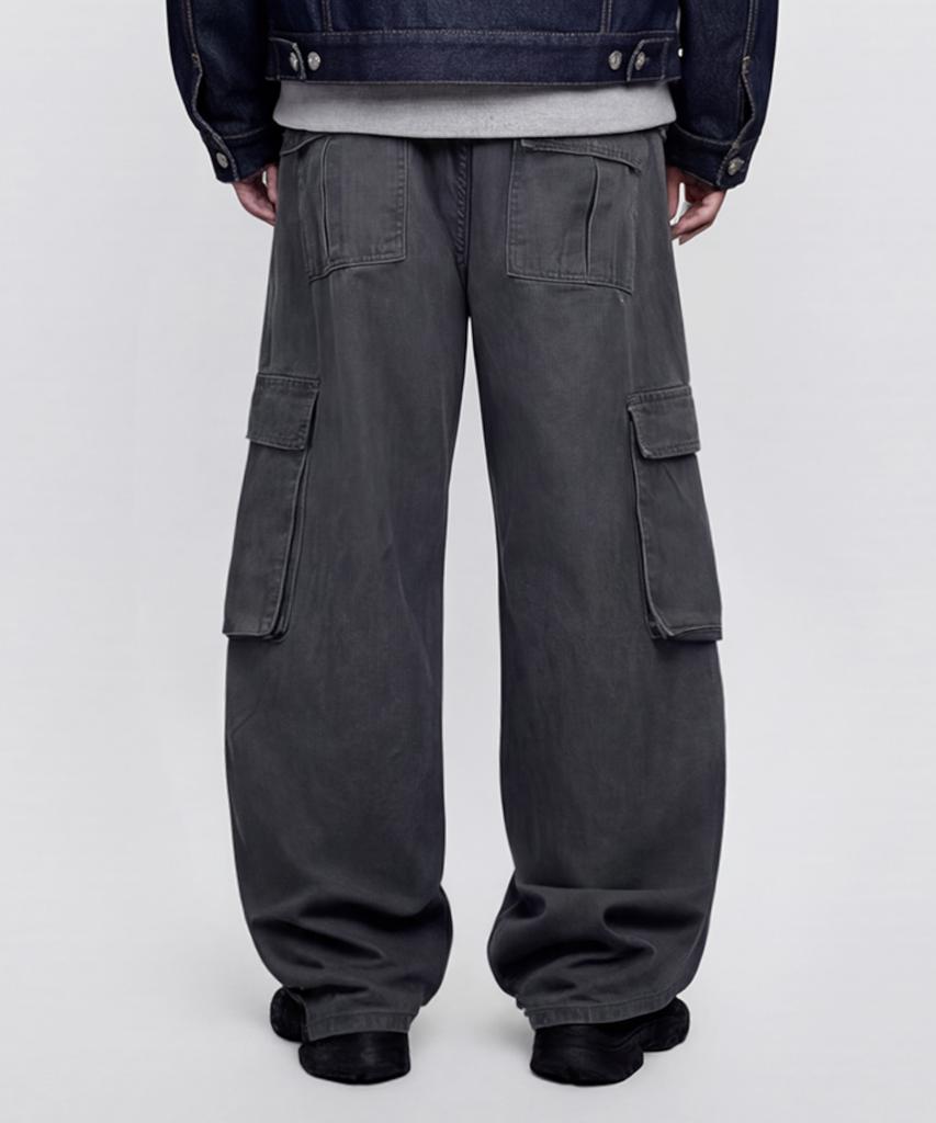 Dideobeulyueseui Cargo Wide Balloon Pants (Charcoal)