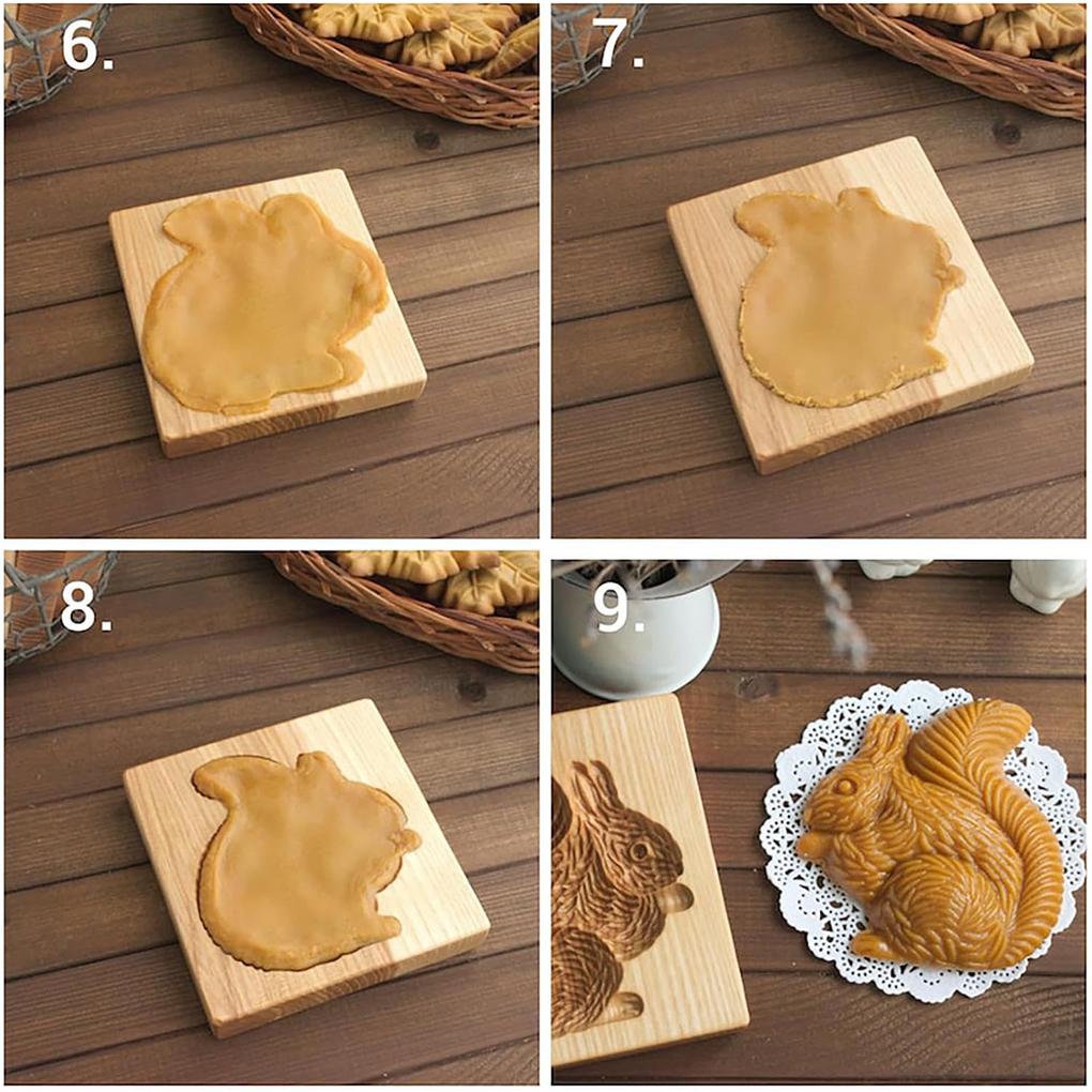 Wooden Cookie Molds for Christmas, DIY 3D Engraved Embossed Biscuit Gingerbread Cutter Moulds, Xmas Tree Reindeer Santa Claus