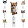 Cat Expression ID Card Holder Funny Cat Retractable Badge Holder Nurse Badge Reel  Office Student
