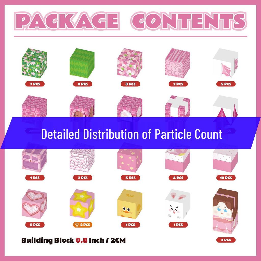 Pink Castle Cube Magnetic Building Block Set - STEM Educational Toy