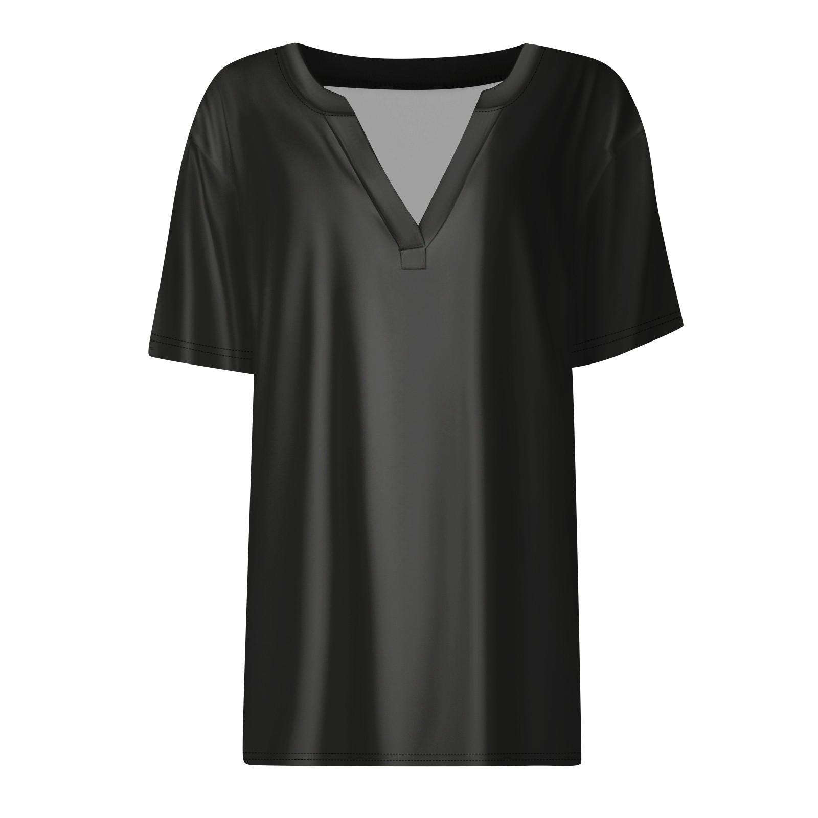 Жен. Футболка Футболка Сплошной цвет С короткими рукавами Повседневные Выходные Мода — фото 4