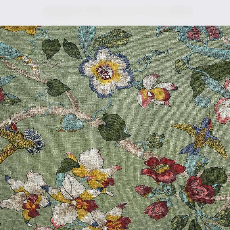 100x145cm Birds &Floral Patterns Linen Printed Fabric Printed Fabric for Tablecloth,Tablecloth DIY Sewing Clothing Home Cloth