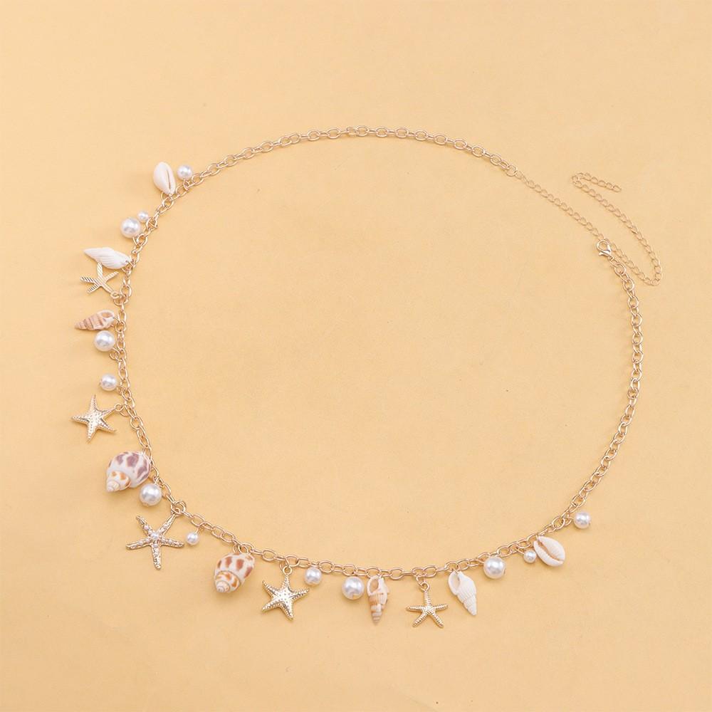 Bohemian Summer Beach Shell Collarbone Chain Niche Seaside Travel Imitation Starfish Conch Pendant Necklace