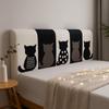 Elastic Bedside Cover Cat Pattern Quilted Head Cover Bed Back Dust Protector Cover for 1.5m Bed