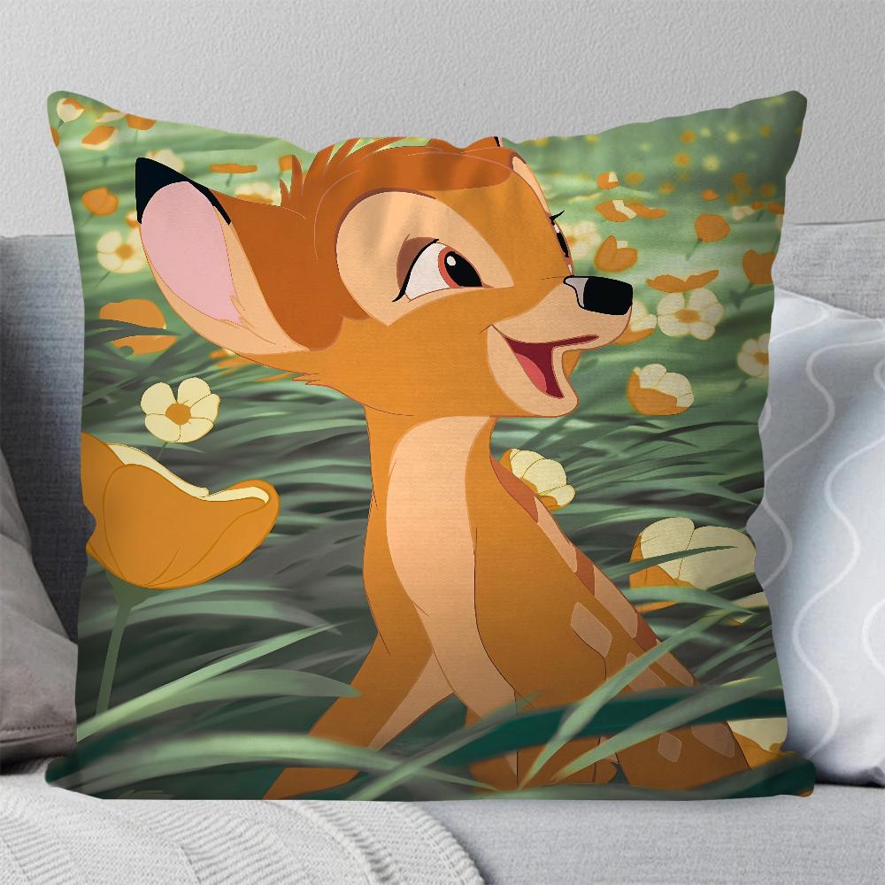 Animated B-Bambi Fairy Tale Pillow Case Square Pillow Bedroom Sofa Leisure Comfort Cushion Car Living Room Home Decoration 40X40