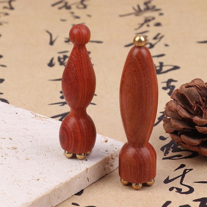 Handheld Lotus Seedpod Beauty Professional Brass & Rosewood Facial Gua Sha Tool Eye Relaxation Spot Meridians Acupoint Massage