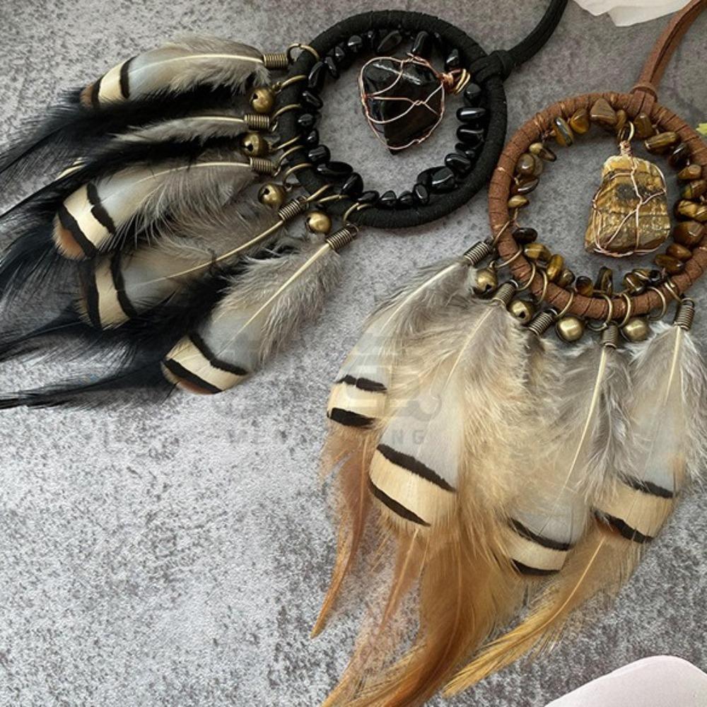 Crystal Stone Dreamcatcher Car Pendant Retro Car Hanging Ornament  Car Interior Decoration