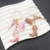 Pink Western Cowboy Style Alloy Keychain for Best Friends and Couples