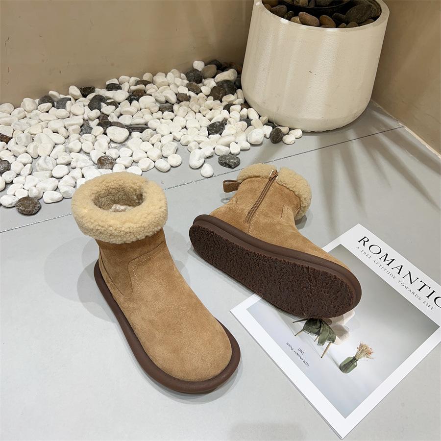 

Johnature Натуральная кожа Зимние сапоги Женская обувь Мягкие теплые коровьи матовые плоские короткие сапоги 39 верблюд