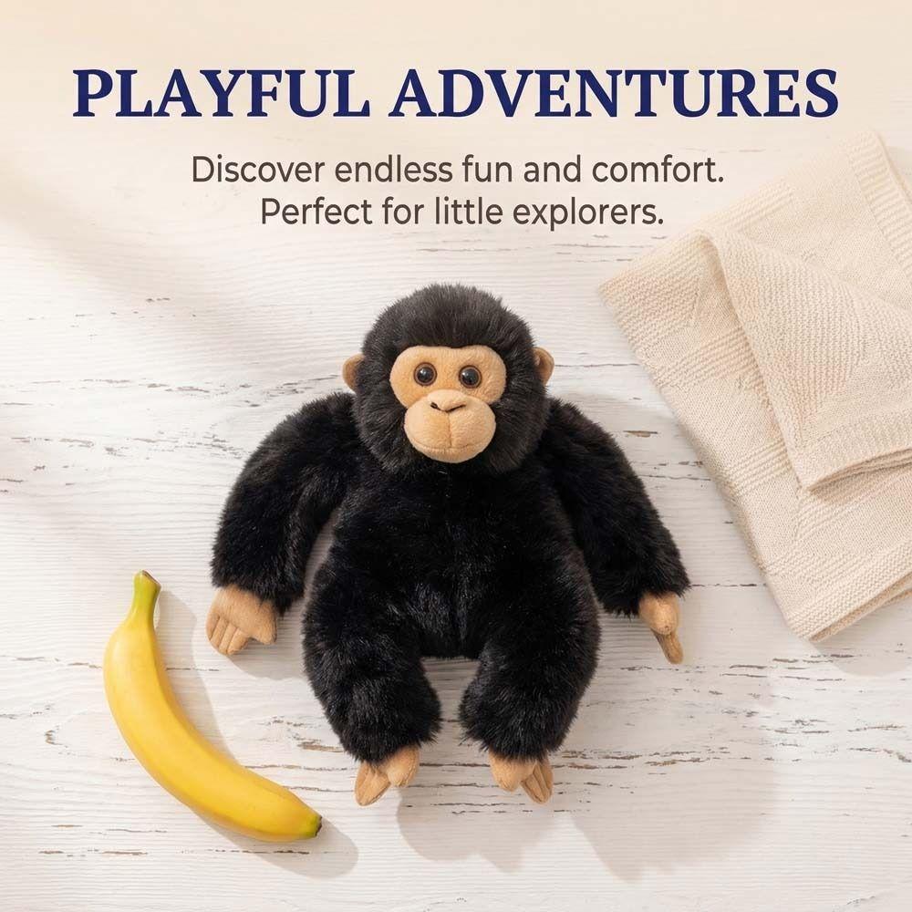 Soft Fluffy Chimpanzee Plush Toy Realistic Design Gorilla Stuffed Animal  Birthday Gift