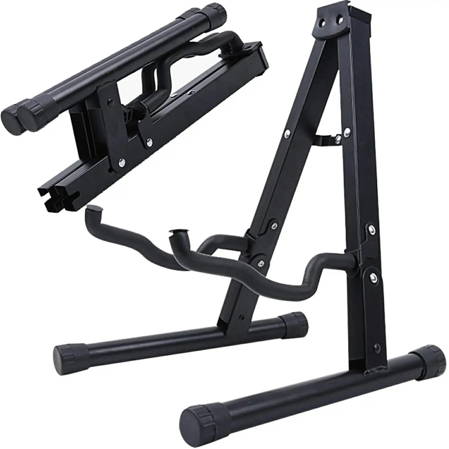 Guitar Stand Folding A Frame Floor Universal Metal for Acoustic Classical Electric Bass Guitars Banjo Ukulele Portable nero