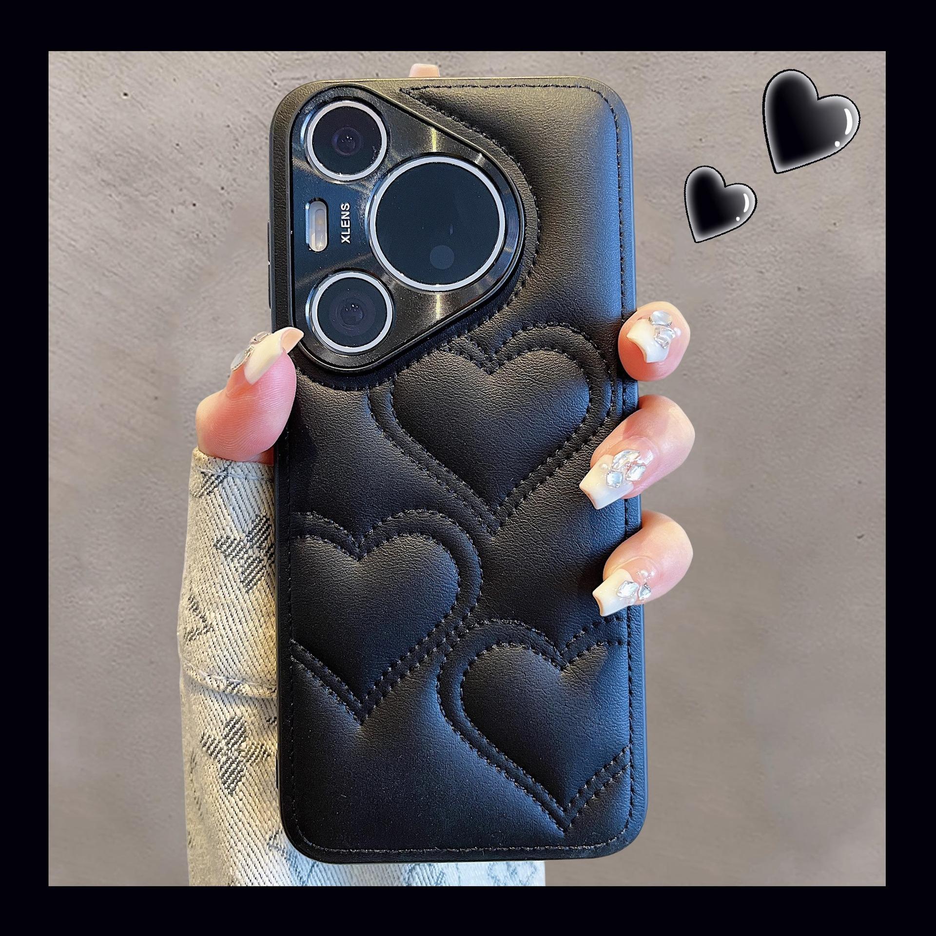 

Подходит для чехла для мобильного телефона Huawei MATE70P, кожаный чехол в стиле «маленький аромат», Pura70, металлический зеркальный, противоударный, защитный чехол Mate60p Pura70ultra чёрный