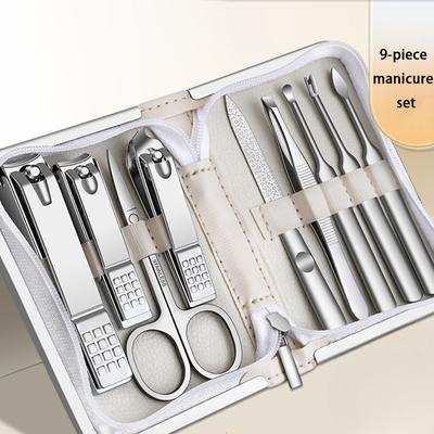 9-piece Manicure Set Stainless Steel Multifunctional Personal Care Tool Pedicure Tool Nail File Household Portable Gift