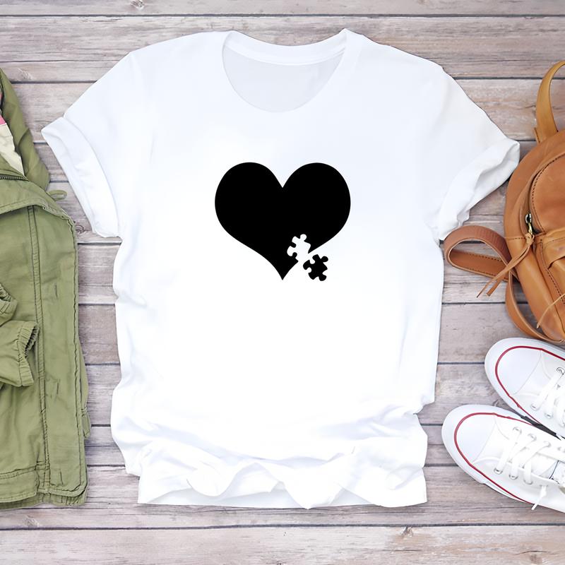 Women's Summer T-shirt with Cute Printed Designs, Short-sleeve Trendy Fashion Top.