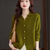 Women Autumn Winter Loose Lapel Sweater Pullover Knitted Base Top for Women