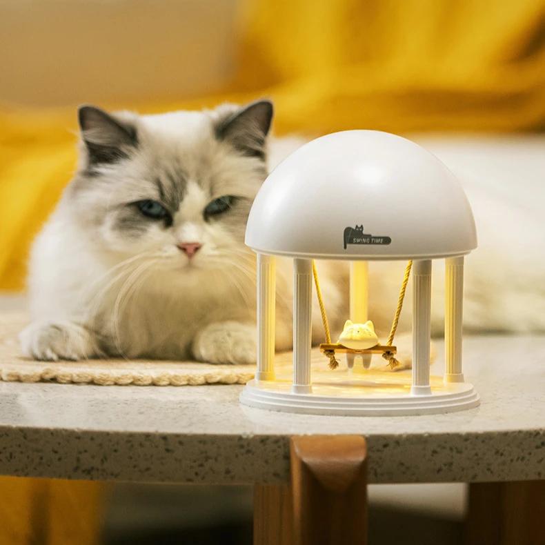 Dreamy Projector Ambient Night Light Wireless Bluetooth Speaker High Pitched Swing Cat Music Box Ambient Lamp