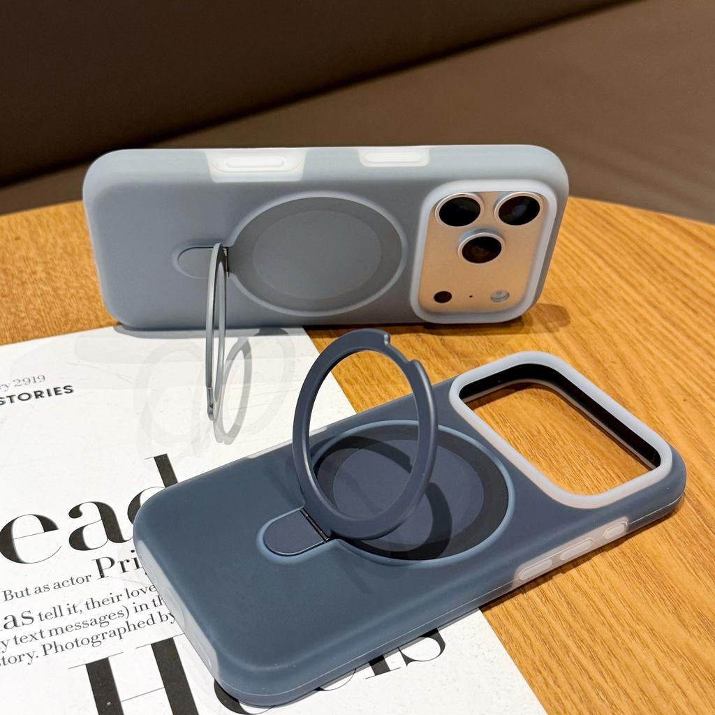 Stand Holder For Magsafe Wireless Charge Kickstand Case For iPhone Air 17 16 15 Pro Max Jelly Neon Silicone Shockproof Cover