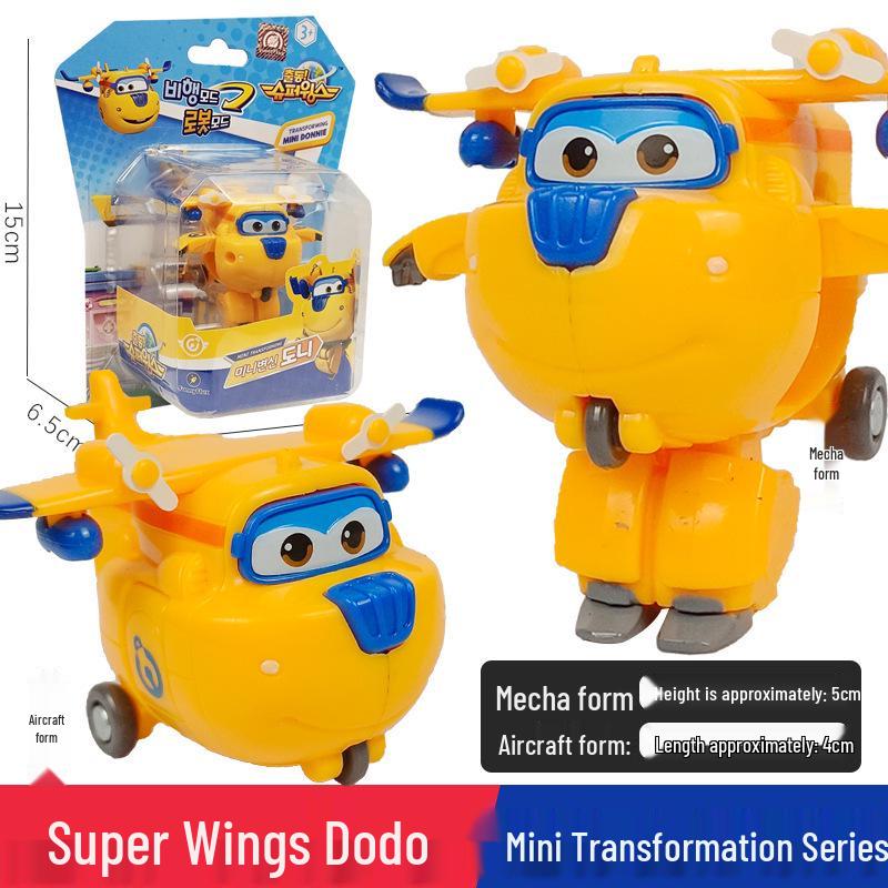 Super Wings 13-Piece Mini Transforming Robot Set: Jett, Big Strong, Jin, and Mighty Little Wing Toys