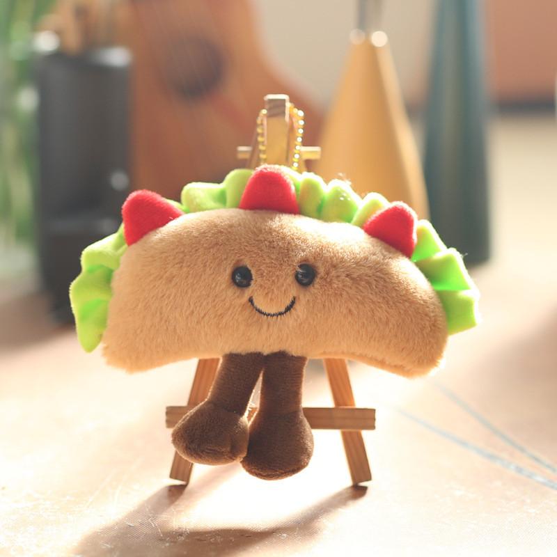Adorable Cute Sandwich Plush Toy Keychain Hamburger Eggplant Doll Accessory