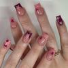 Unghie Finte a Pressione a Forma di Bara French Tip Unghie Finte Colla su Unghia Design a Stella Unghie Finte Unghie Artificiali