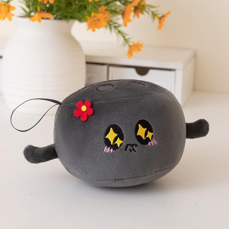 Cartoon Creative Coal Doll Pendant Plush Toy Black Coal Bag Keychain Hanging Ornament Doll Desktop Ornament