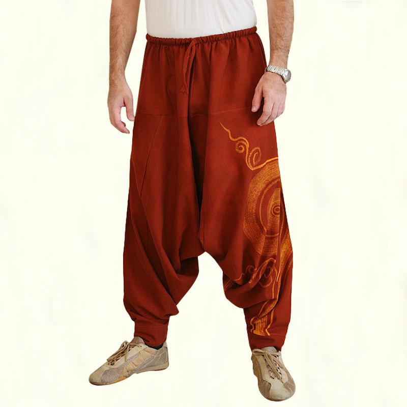 Herren Haremshose Unifarben Locker Bedruckt Freizeit Lange Hose