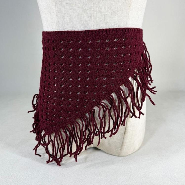 Multipurpose Crochet Triangled Scarf With Polyester Trim Stylish Layered Neck Wrap For Daily Outdoor Use