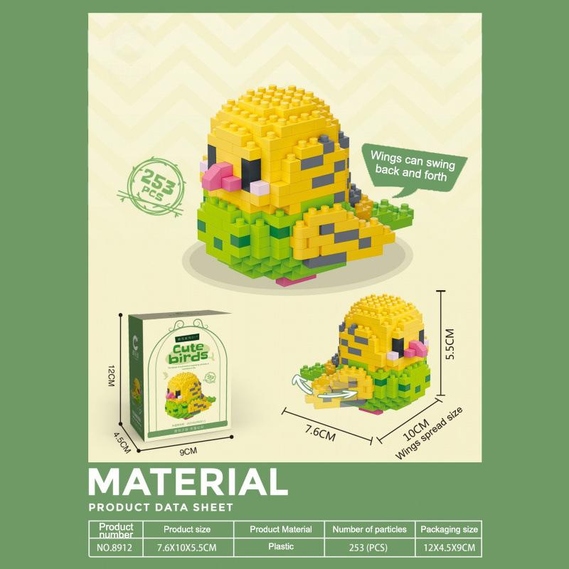 Păpușă DIY Papagal 3D Mini Blocuri de Construcție Diamant - Lumea Animalelor Papagal Set Combinat Complet Serie - Jucărie Creativă Blocuri de Construcție