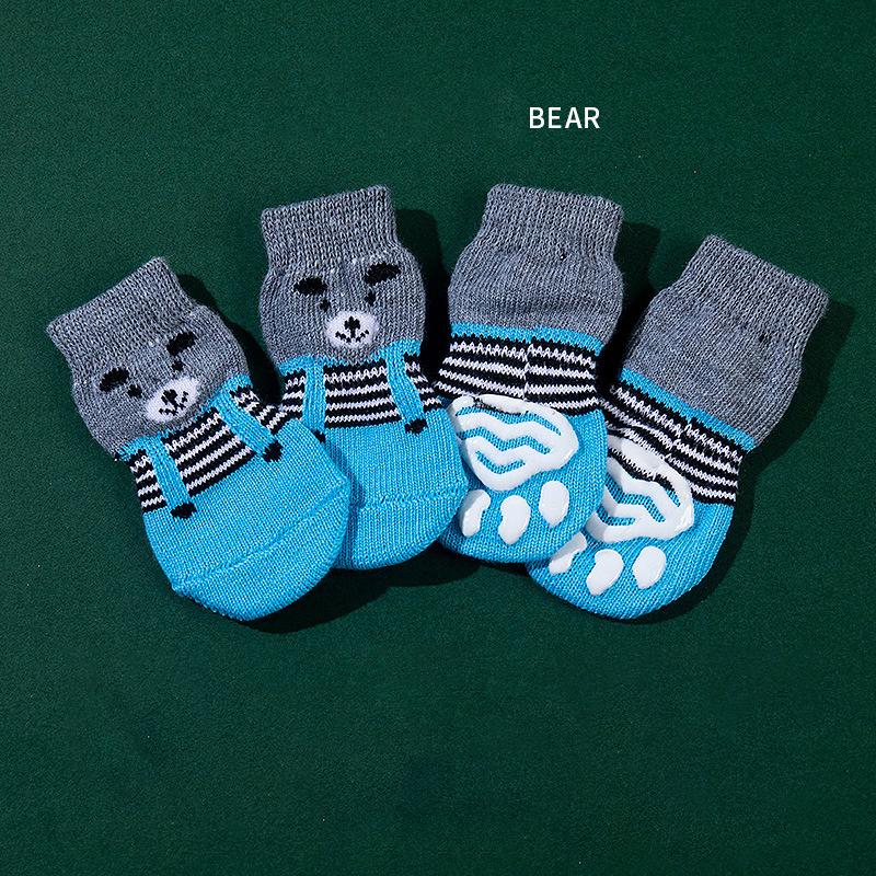Pet Socks High quality Non slip Bottom Dog Foot Covers Dog Socks Teddy corgi Cat Supplies 4 Pack