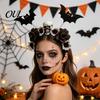 Festive Hair Decorations for Costumes Halloween Flower Skeleton Bat Headband, Gothic Floral Skull Bands, Spooky Fashionable Clips Accessory,