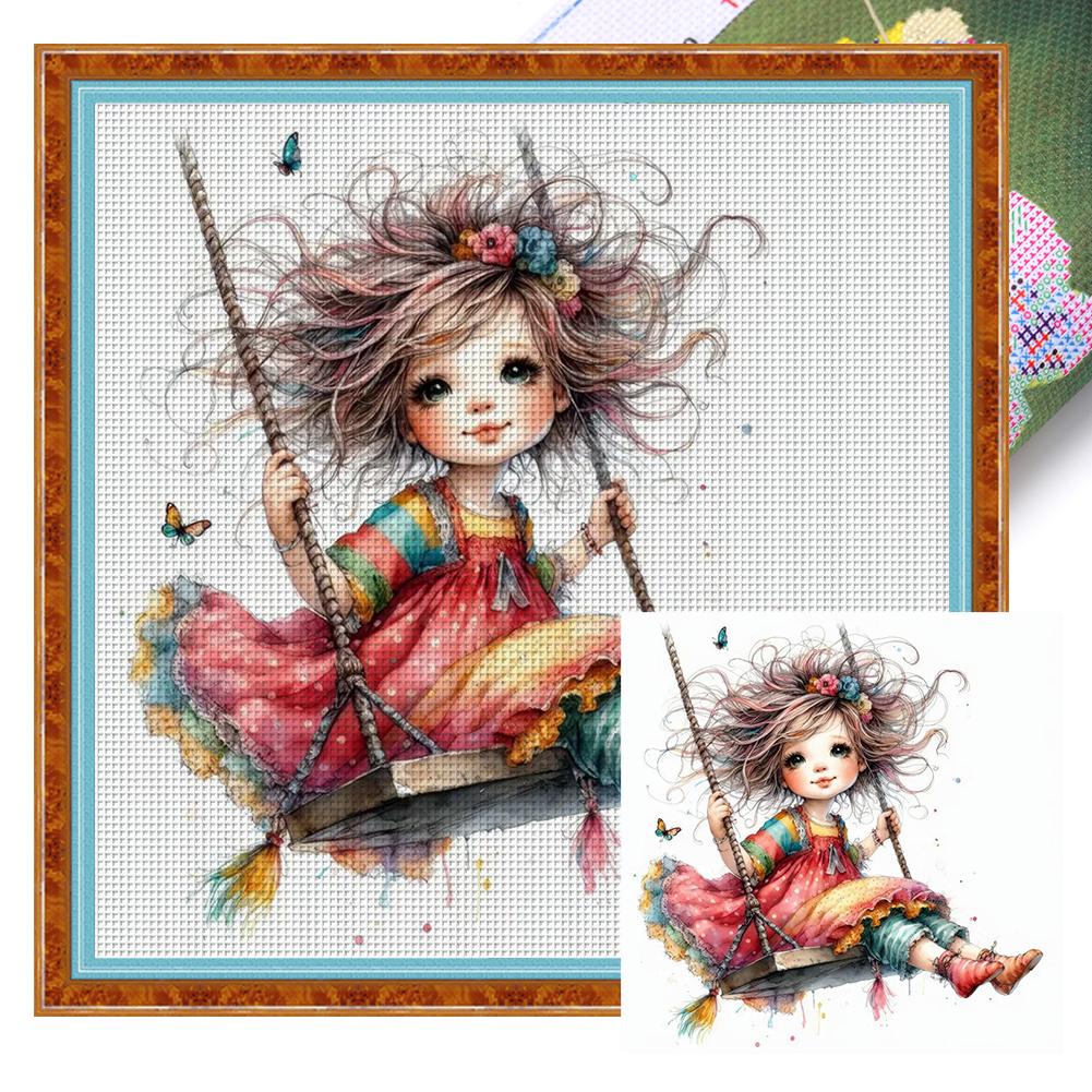 Plná vyšívací nit z ekologické bavlny 11CT Sada dívčích křížkových stehů s potiskem Art