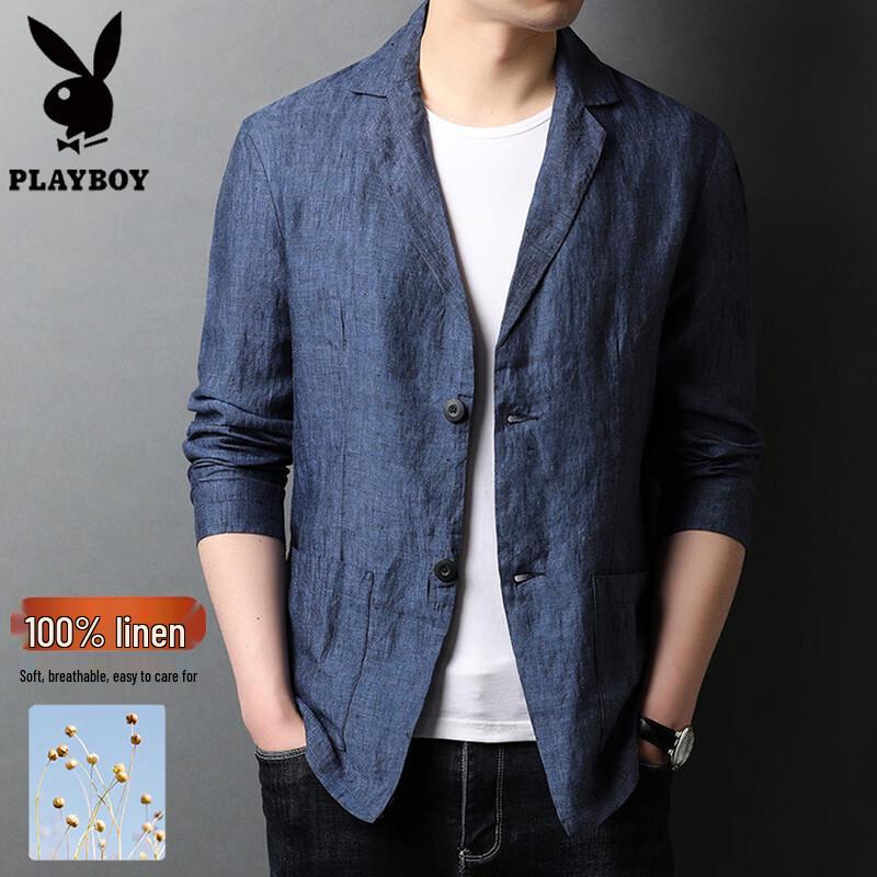 Playboy Men s Linen Blazer Jacket M темно-синий