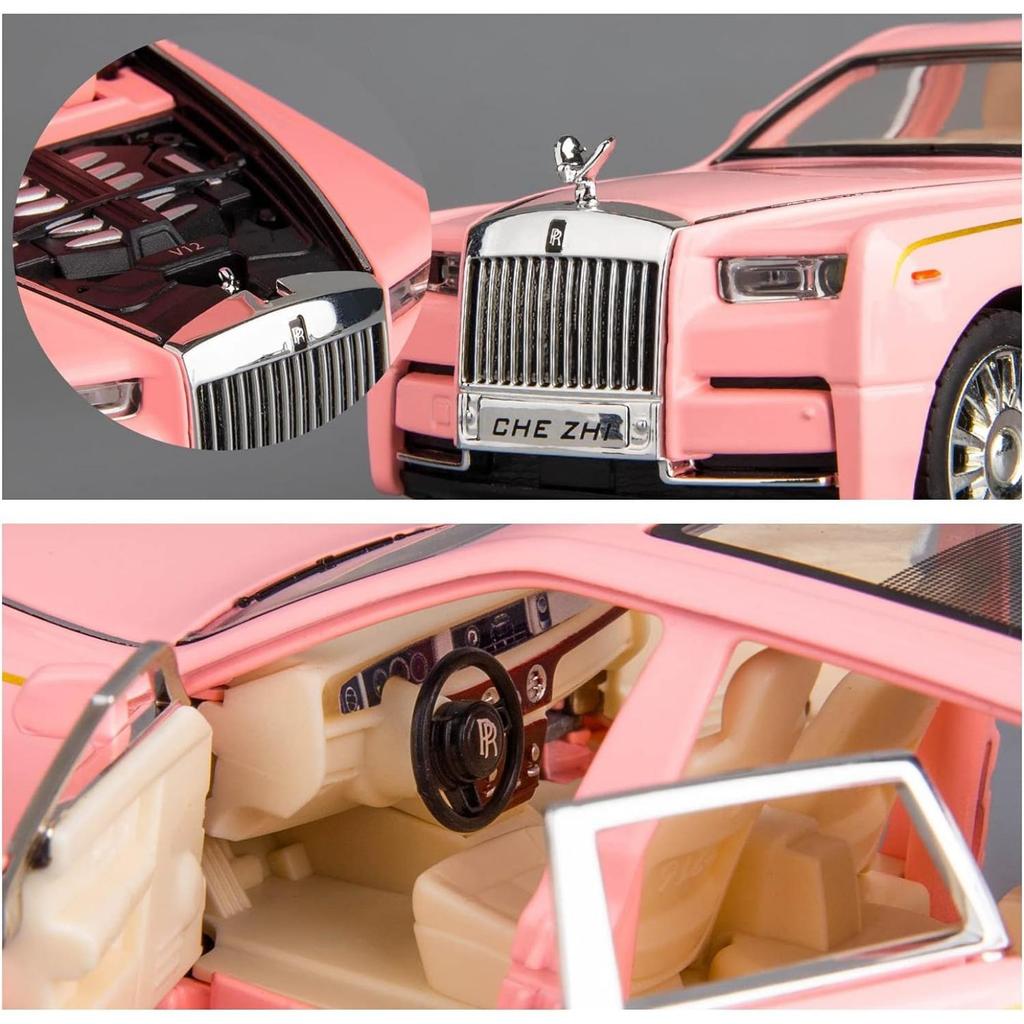 Rolls-Royce Phantom-Modellauto im Maßstab 1/32, Spielzeugauto mit Rückziehfunktion aus Zinklegierung mit Ton und Licht als Geschenk für Kinder, Jungen und Mädchen