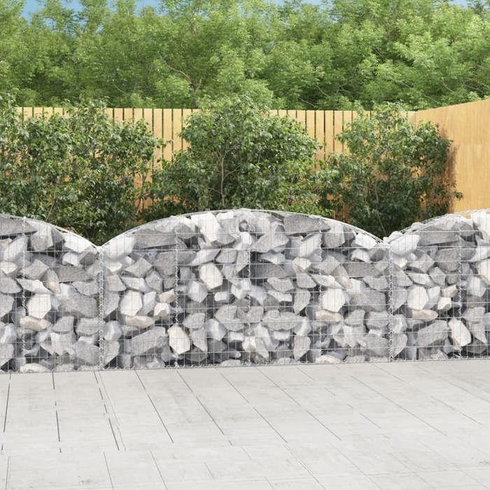 VidaXL Panier de Gabions Arqué Cage à Gabion Mur de Gabion Panier à Pierre Gabion pour Pierre Jardin Patio Extérieur 153464