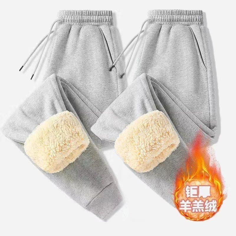 Thickened Lamb Wool Pants Men's Imitation Cotton Tied Feet Large Size Thermal Casual Sports Trousers