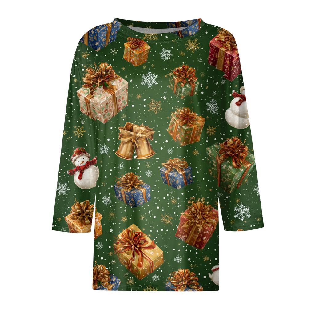 3/4 Sleeve Shirts For Women Print Graphic Tees Blouses Casual Plus Size Basic Tops Pullover