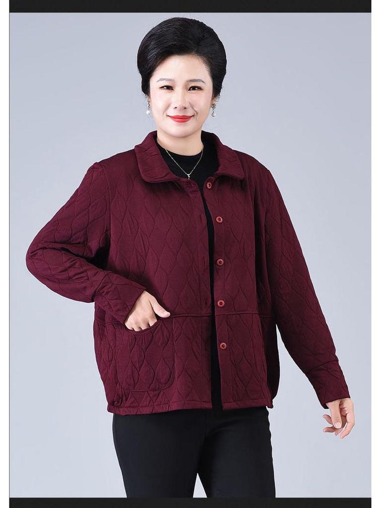 Plus Size Windbreaker for Middle-Aged and Elderly Women - Spring/Autumn Lapel Jacket
