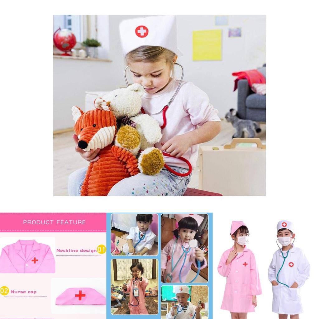 Halloween Kids Doctor Nurse Cosplay Costume Uniform Set Role Play Carnival Party High-quality Polyester One Size Fits All Perfect Gift