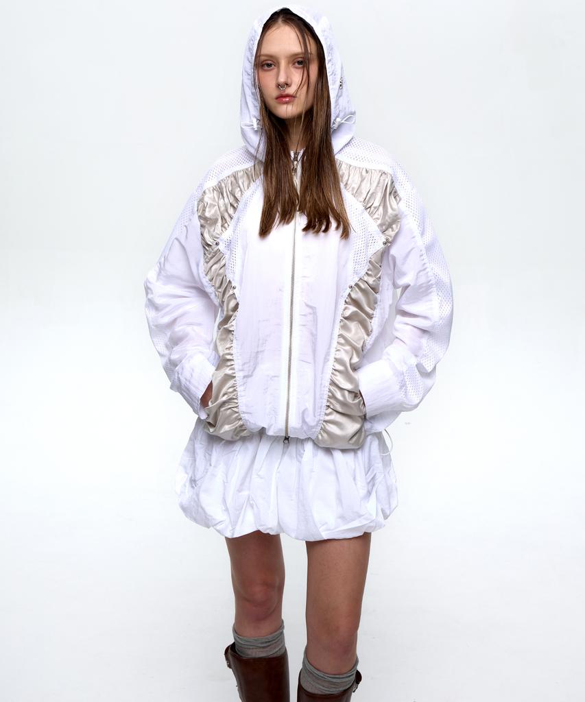 Rssc Curvy Incision Wrinkle Windbreaker - White