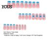 Travel Friendly Nails 24Pcs Summer Ocean Press on Nails, French Tip Flower Faux Pearl Stick-on Fake Blue Tips Salon Quality Long Glue False for Women