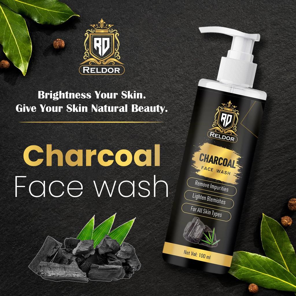 RELDOR Activated Charcoal Face Wash for Oil Control & Pollution Defense | Deep Cleansing Face Cleanser for Clear, Fresh Skin – 100g | HD-16