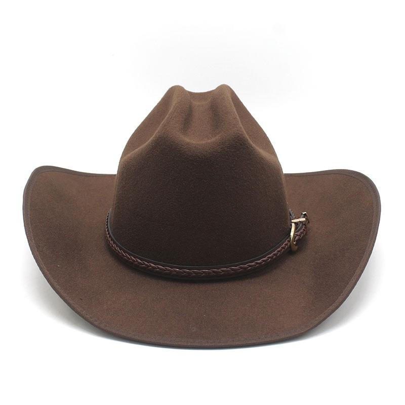 Men S Woolen Fedora Hat Large Brim Bell Top Sun Protection