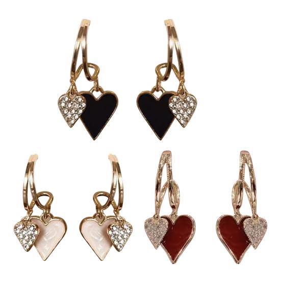 Love Heart Dangle Earrings Women Rhinestone Heart Drop Earrings Sparkling Earrings Valentine's Day Anniversary Gift for Her