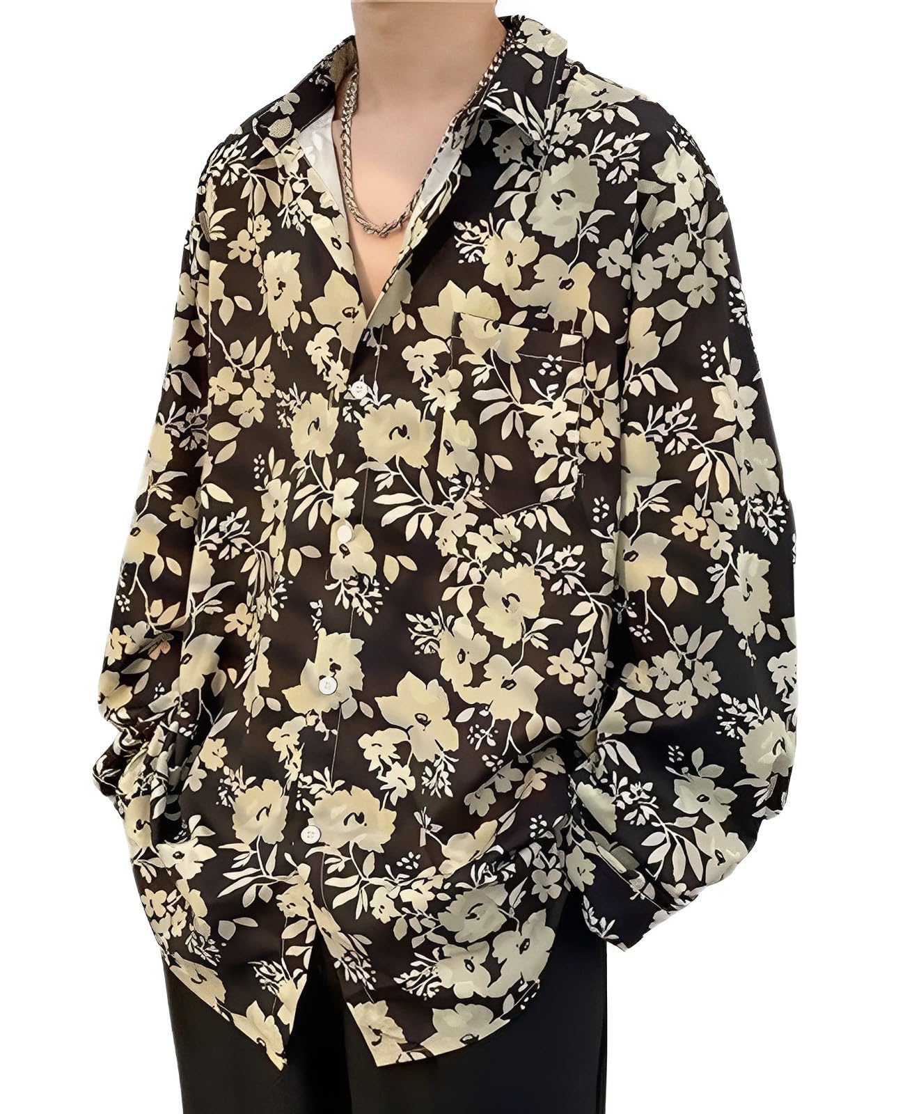 

Рубашка Unifiss Print Aloha с и Лист Длинная и Идеально для Весны и Свободная и Тренировки Доступна в Размерах Стильная и Идеально для и Также чёрный