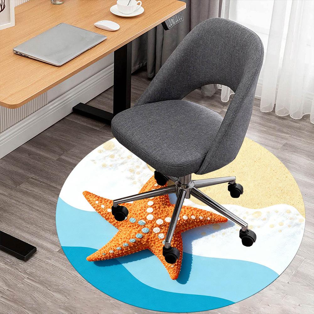 

1pc starfish beach Round Chair mat office Area Rug - Non-Slip, Floor Mat for Office, Bedroom, Ideal home decor gift c0112012 80cm