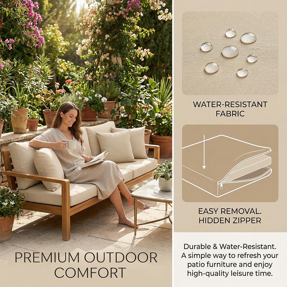 Replacement Patio Cushion Covers, 10 Size Options – Water Resistant Patio Chair Seat Covers, Universal Patio Cushion Slipcovers