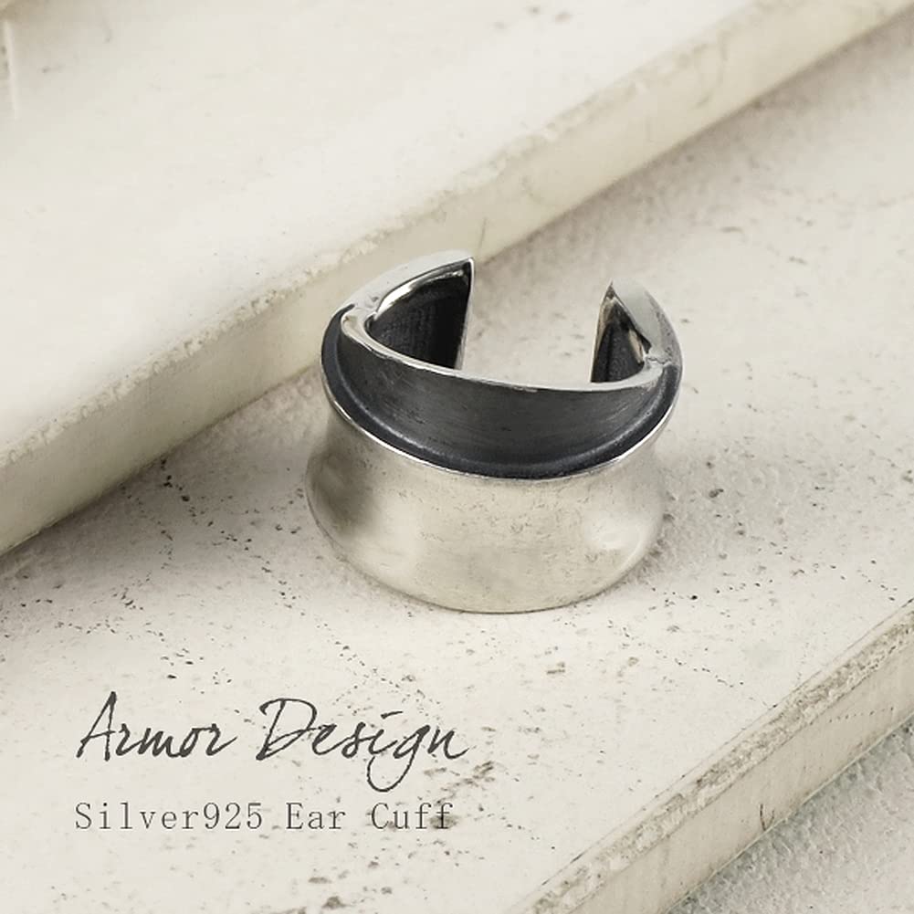 Shinjuku Gin No Kura Twin Line Silver 925 Ear Cuff for Earrings Reverse-Round (Single Ear) Men, Simple, Non-Pierced